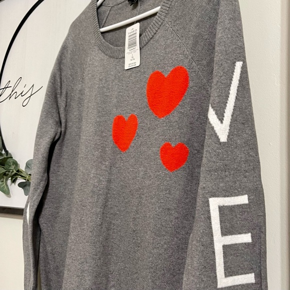 Torrid Gray Sweater with Red Heart Accents - Picture 6 of 8